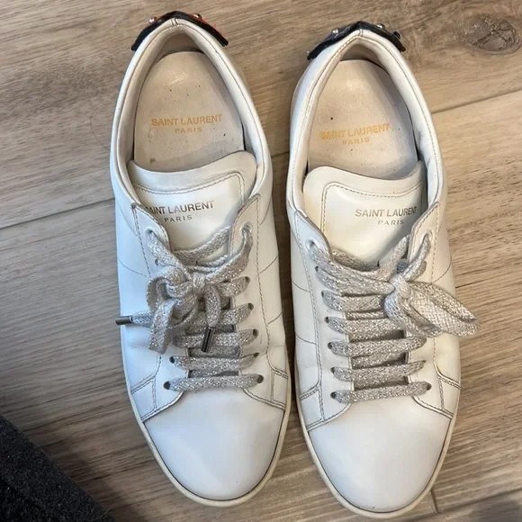 Saint Laurent YSL Leather Signature Court Sneakers - 37- US 7